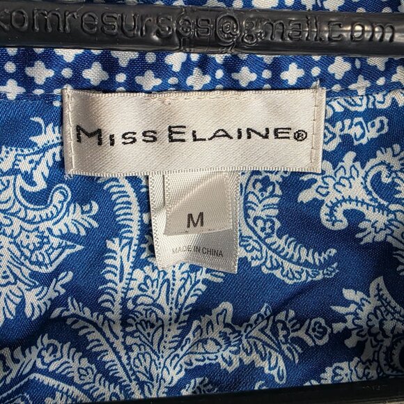 Womens 2 Pc Miss Elaine Blue Micro Dot Pajama Shirt & Pant Set Sleepwear Size M - Picture 3 of 15